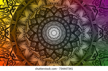 Colorful of Mandala. Round Ornament Pattern. Geometric circle element made in vector colorful line background.