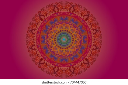 Colorful of Mandala. Round Ornament Pattern. Geometric circle element made in vector colorful line background.