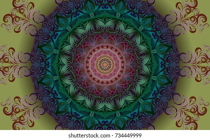 Colorful of Mandala. Round Ornament Pattern. Geometric circle element made in vector colorful line background.