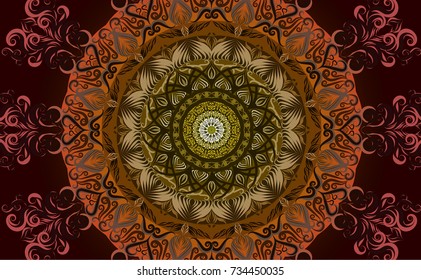 Colorful of Mandala. Round Ornament Pattern. Geometric circle element made in vector colorful line background.