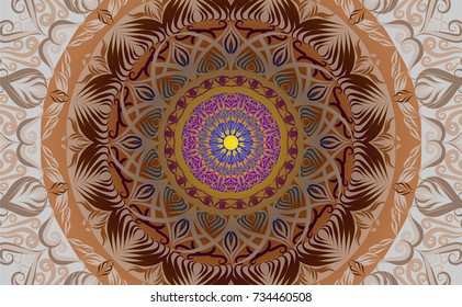 Colorful of Mandala. Round Ornament Pattern. Geometric circle element made in vector colorful line background.