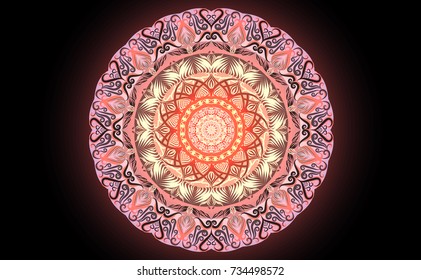 Colorful of Mandala. Round Ornament Pattern. Geometric circle element made in vector colorful line background.