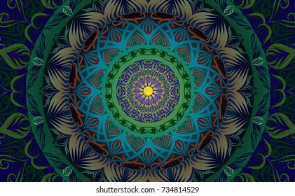 Colorful of Mandala. Round Ornament Pattern. Geometric circle element made in vector colorful line background.