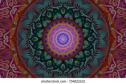 Colorful of Mandala. Round Ornament Pattern. Geometric circle element made in vector colorful line background.