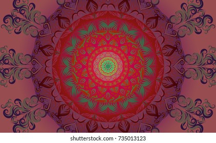 Colorful of Mandala. Round Ornament Pattern. Geometric circle element made in vector colorful line background.