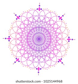 Colorful Mandala sacred ancient geometric culture ornament. Flower of life, Lotus Vector Illustration.