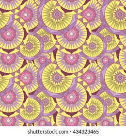 Colorful mandala sacred geometric stained glass abstract seamless print pattern vector illustration 