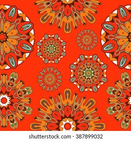 Colorful mandala seamless background, vector illustration