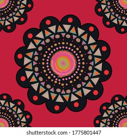 Colorful mandala seamless repeat pattern print