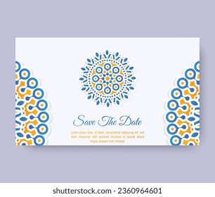 Colorful mandala style wedding save the date cover