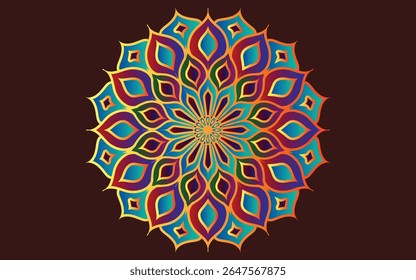 Colorful Mandala vector icon isolated in a white background, easily editable mandala vector, decoration element for meditation poster, yoga, banner, henna, invitation, cover page, design element
