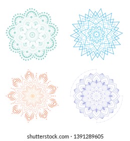 Colorful mandala vector illustration set.