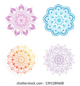 Colorful mandala vector illustration set.