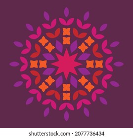 colorful mandala vector with pointed star at center 