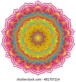 Colorful mandala vector. Rainbow mandala. Beautiful ethnic round ornament. eps 10. Hand drawn indian ornament. Colorful Mandala on a white background.