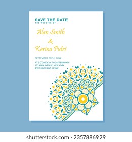 Colorful mandala wedding card template