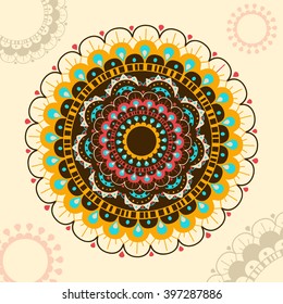 Colorful mandala.Abstract flower.Background with colorful mandala or abstract flower.Indian tribal boho design