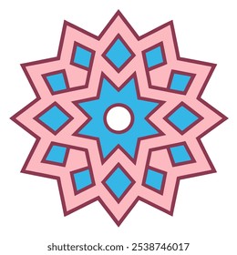Colorful mandala-inspired geometric pattern, ideal for home decor, yoga art, prints, and digital projects. Scalable vector for both web and print use.