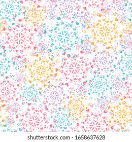mandalas coloridas, patrón vectorial transparente en blanco