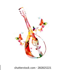 Colorful mandolin with butterflies