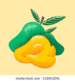 Colorful mango with grain shadow texture vector. Can use for healthy fruit, cafe, restaurant, and fruits market.