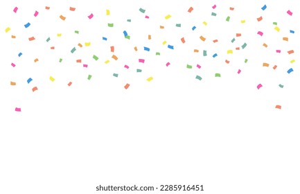 Colorful many small paper falling isolated on white background. Confetti for birthday, party, festival fair, celebration, and congratulation. Vector illustration flat design.