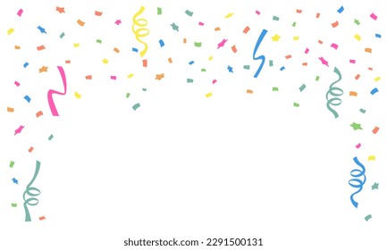 Colorful many stars and square small paper falling isolated on white background. Confetti for birthday, party, festival fair, celebration, and congratulation. Vector illustration flat design.