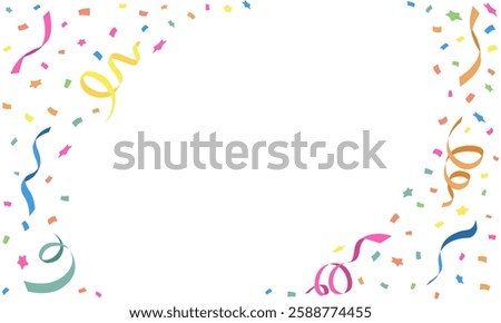 Colorful many stars and square small paper spin falling isolated on white background. Confetti for birthday, party, festival fair, celebration, and congratulation. Vector illustration flat design.