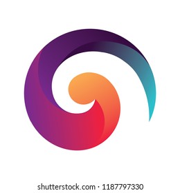 Colorful Maori symbol,  spiral shape based on silver fern frond. logo icon