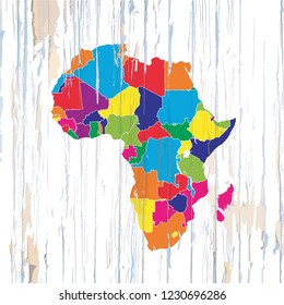 Colorful map of African Coutries. Vector illustration template for wall art and marketing in square format.