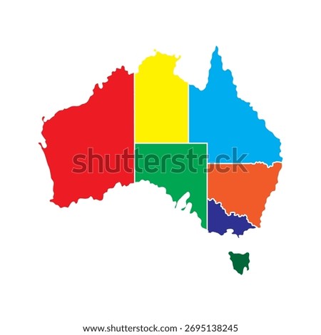 Colorful Map of Australia Divided into Regions A Visual Representation of Geographical Divisions