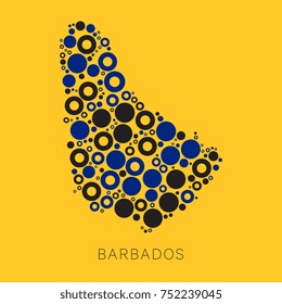 colorful map of barbados filled with circles of different sizes