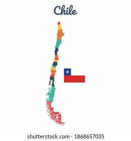 Colorful map of Chile, Flag Of Chile, Vector Infographic Map Eps 10