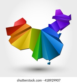colorful map of China, stylized concept