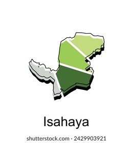 Colorful Map City of Isahaya, Japan Map Country Geometric Simple Design template