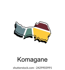 Colorful Map City of Komagane, Japan Map Country Geometric Simple Design template