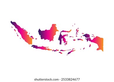 Concepto colorido del diseño del mapa aislado en el fondo blanco del país Indonesia - Ilustración vectorial