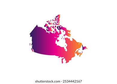 Colorful Map design concept isolated on white background of country Canada - vector illustration