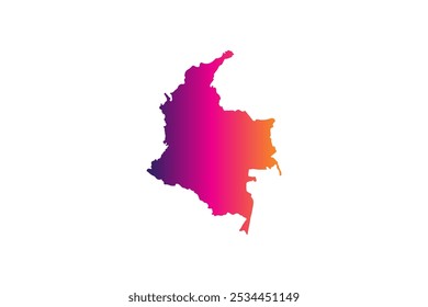 Concepto colorido del diseño del mapa aislado en el fondo blanco del país Colombia - Ilustración vectorial