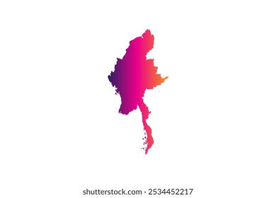 Concepto colorido del diseño del mapa aislado en el fondo blanco del país Myanmar - Ilustración vectorial