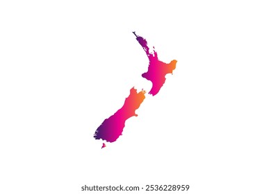 Colorful Map design concept isolated on white background of country New Zealand - vector illustration