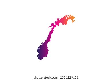 Concepto colorido del diseño del mapa aislado en el fondo blanco del país Noruega - Ilustración vectorial