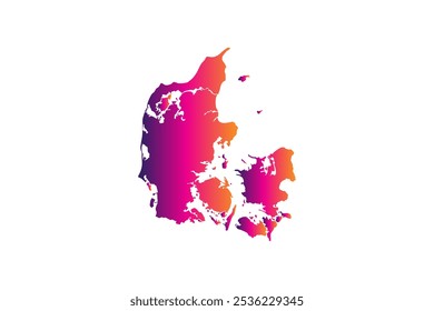 Colorful Map design concept isolated on white background of country Denmark - vector illustration