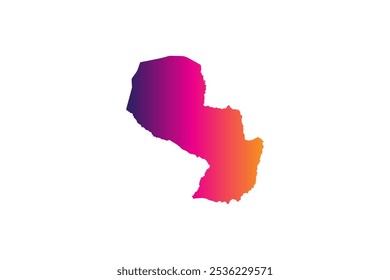 Concepto colorido del diseño del mapa aislado en el fondo blanco del país Paraguay - Ilustración vectorial