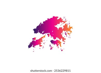 Farbiges Kartendesign-Konzept einzeln auf weißem Hintergrund des Landes Hongkong - Vektorgrafik