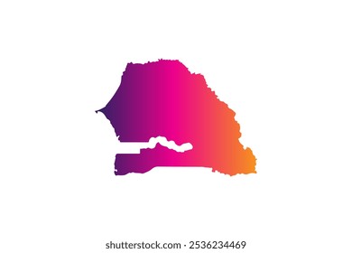 Colorful Map design concept isolated on white background of country Senegal - vector illustration