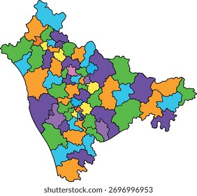 A colorful map of districts is displayed, showing different regions.