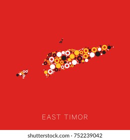 colorful map of east timor filled with circles of different sizes
