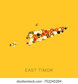 colorful map of east timor filled with circles of different sizes