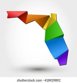 colorful map of Florida, stylized concept